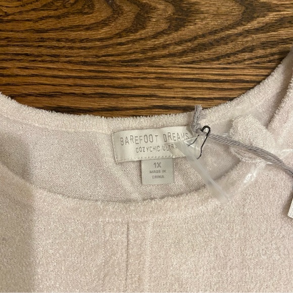 BAREFOOT DREAMS NWT! Cozychic Ultra Lite Tie Front Top Sweater Sand Dune 1X HTF! - Picture 6 of 13